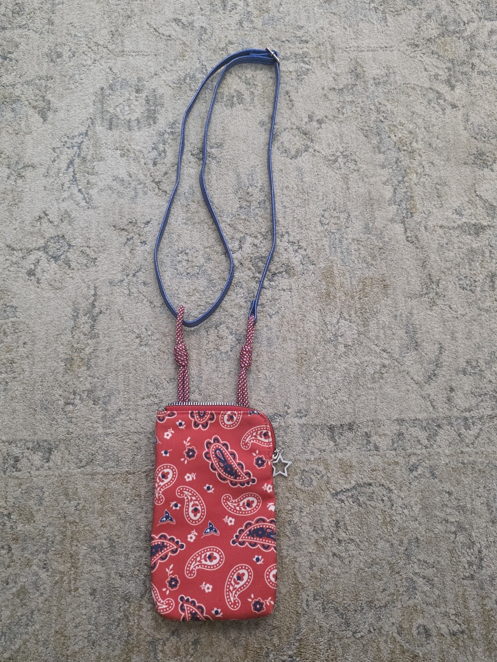 Red Paisley Crossbody Phone Pouch / Wallet